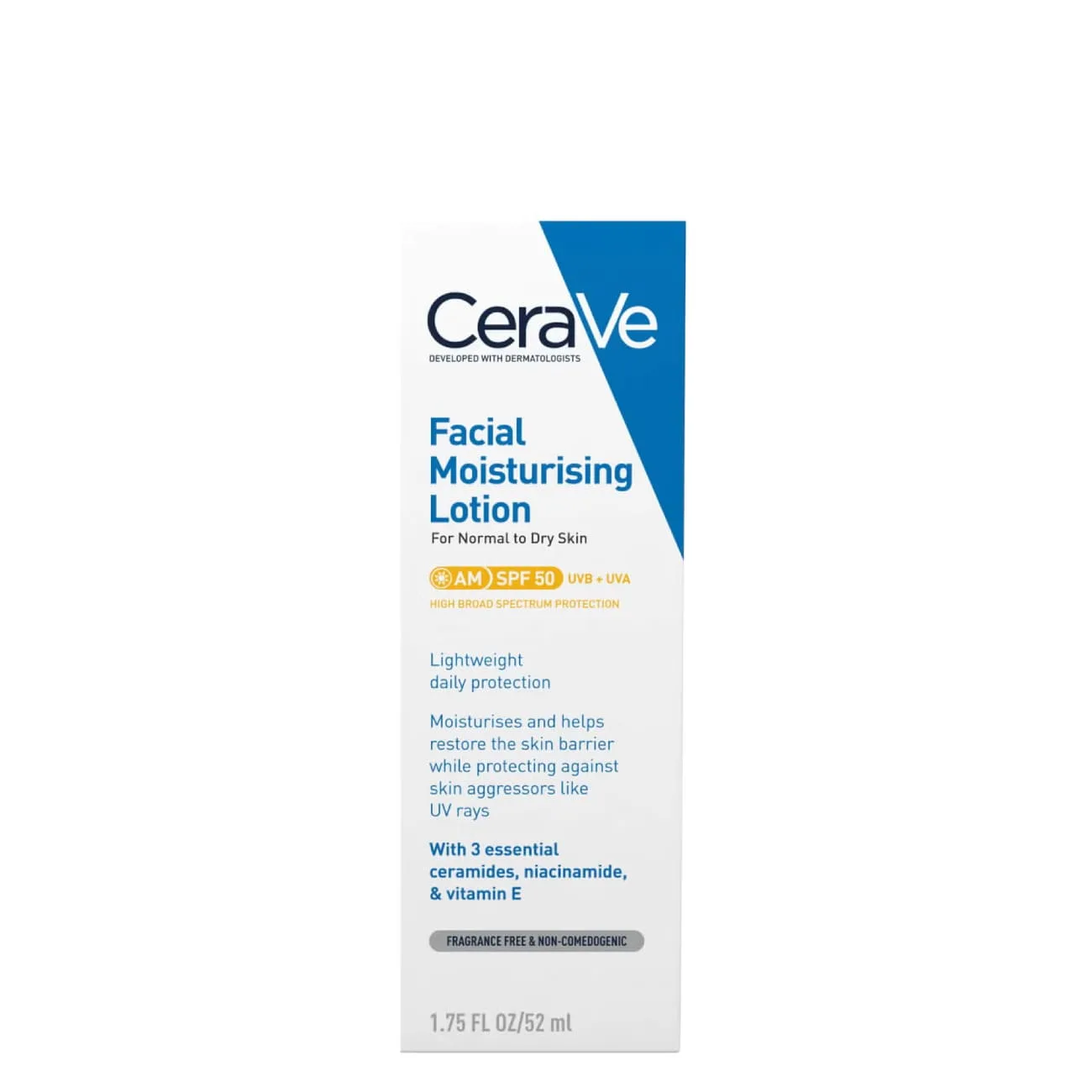 سيرافي، لوشن مرطب للوجه إيه إم الصباحي مع واقي شمس SPF 50 مناسب للبشره العاديه إلى الجافه